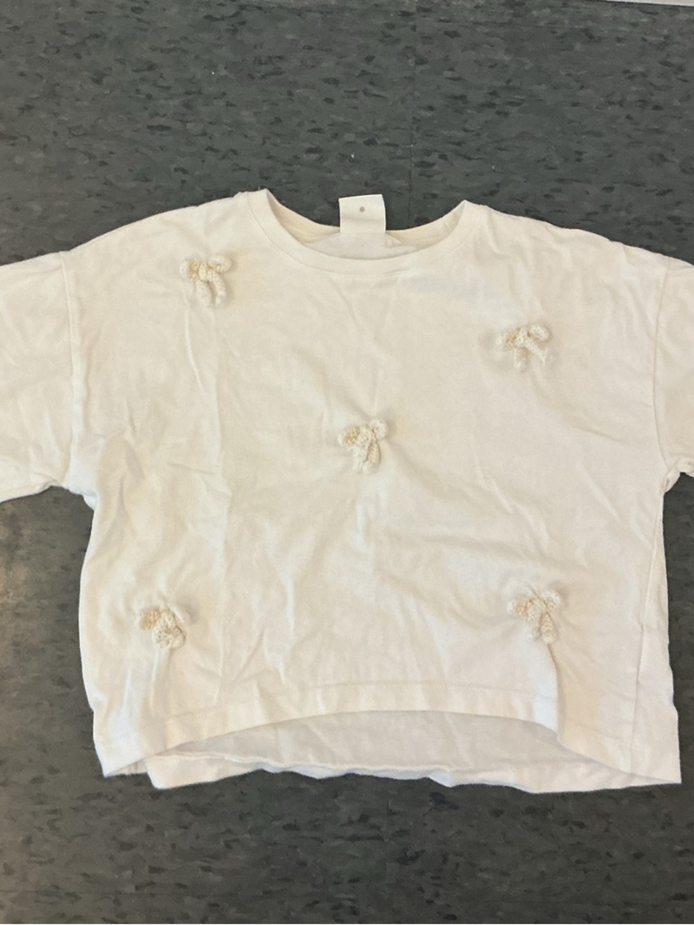 Zara White Crew Neck Tee with Embossed Brand Tag